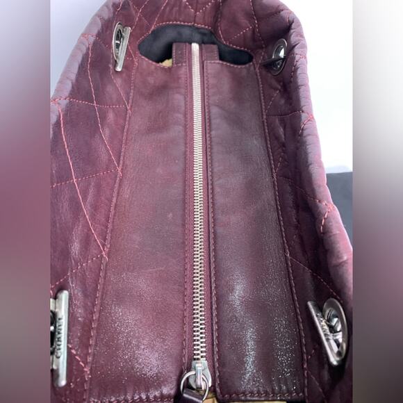 Chanel Burgundy Quilted Iridescent Calfskin Leather V*P Medium Shopping Tote Bag - Picture 15 of 16
